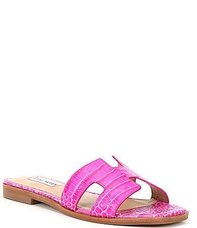 Steve Madden Hadyn Leather Flat Slide Sandals Product Image