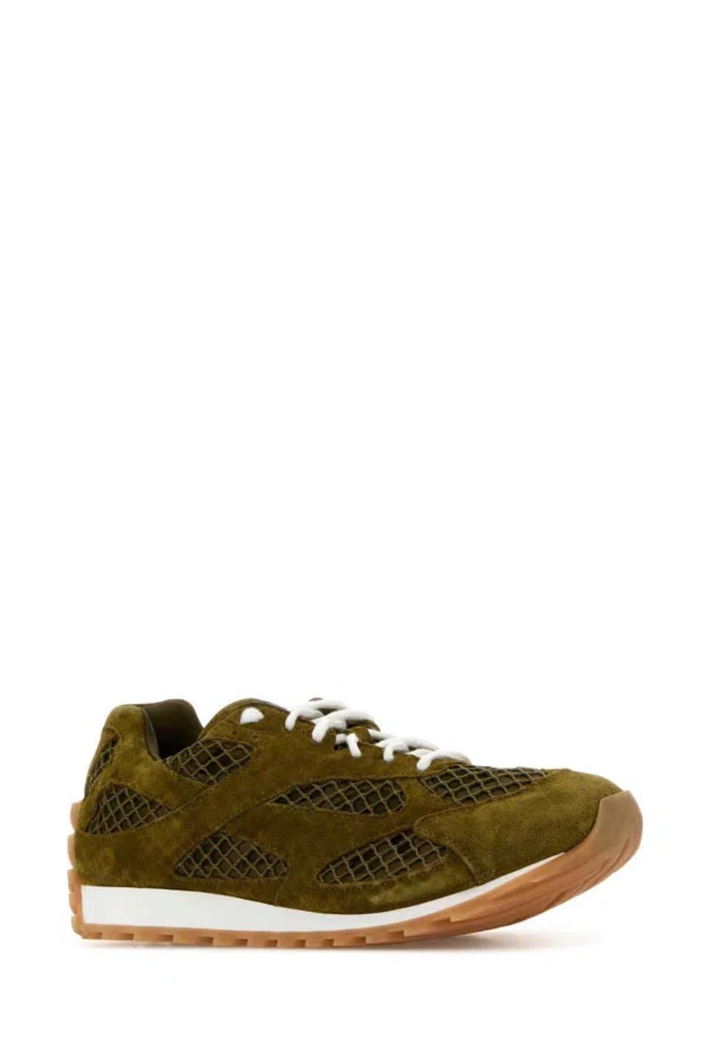 BOTTEGA VENETA Orbit Suede Mesh Runner Sneakers In Green Product Image