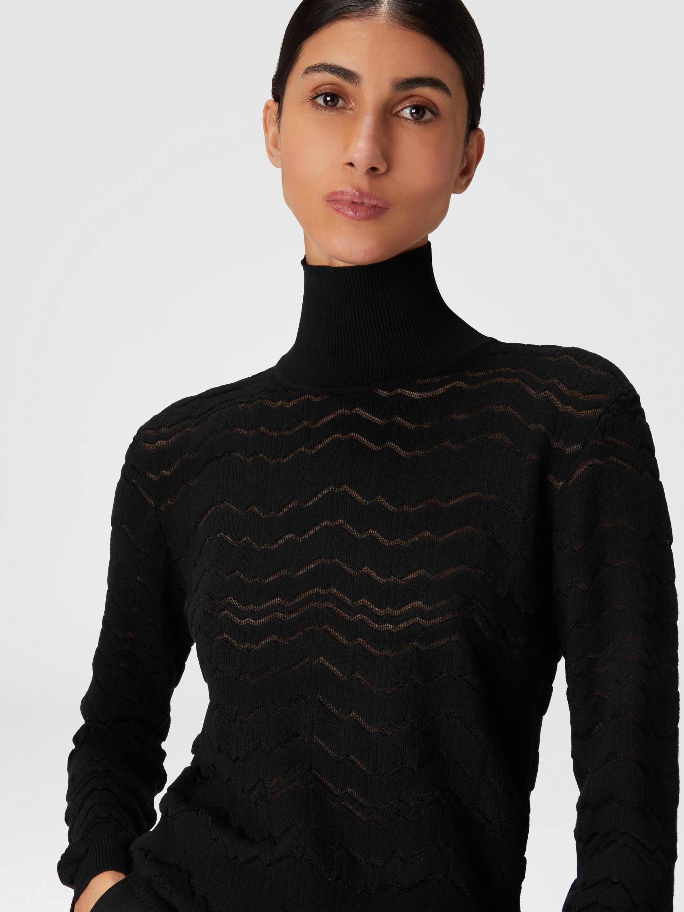 Viscose and wool turtleneck with tone-on-tone zigzag Product Image