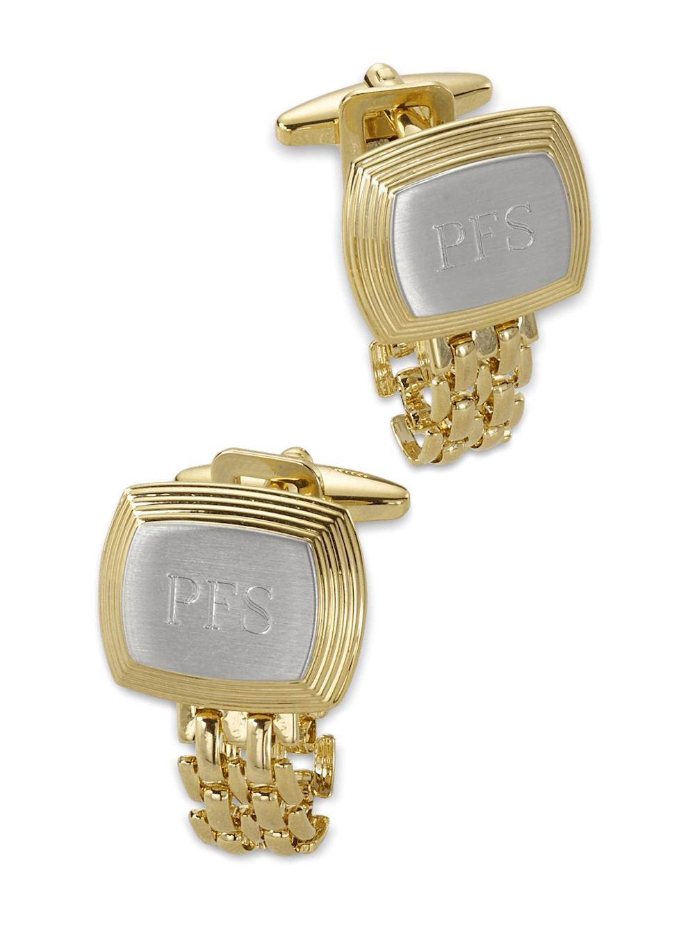 Chain Wrap Engravable Cufflinks - Gold/silver Product Image