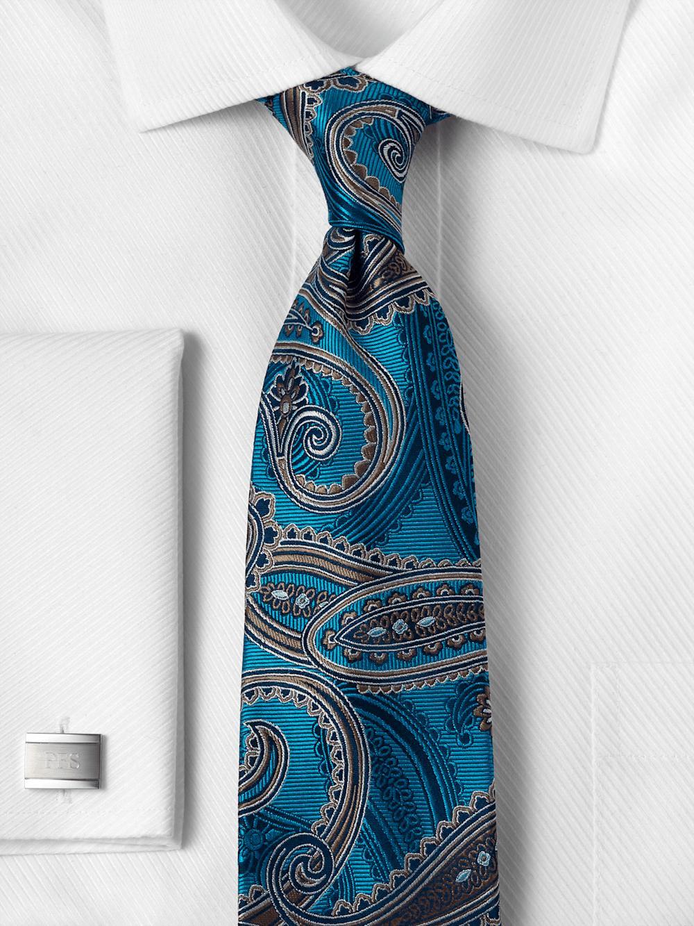 Paisley Woven Silk Tie - Teal Product Image