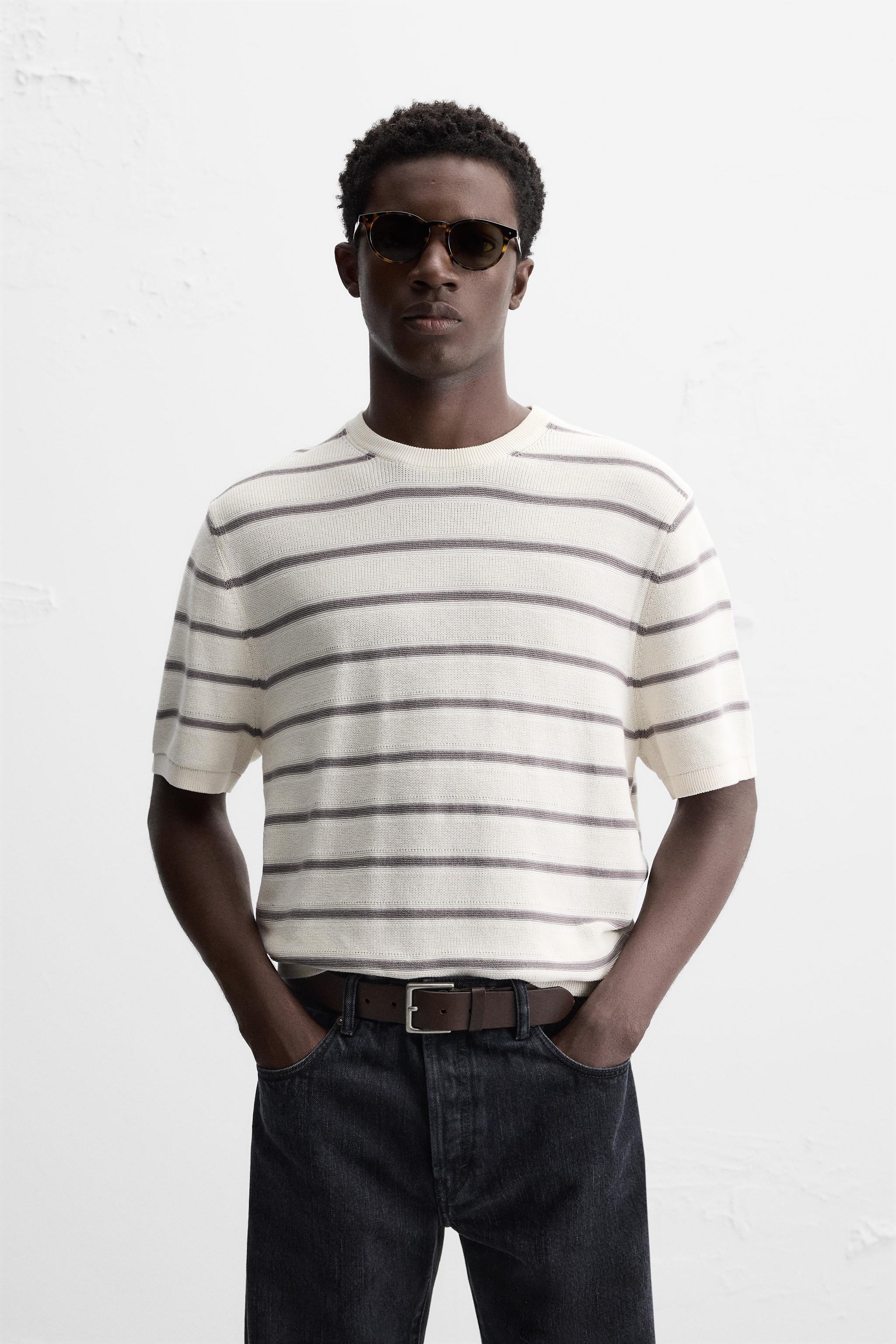 STRIPED KNIT T-SHIRT Product Image