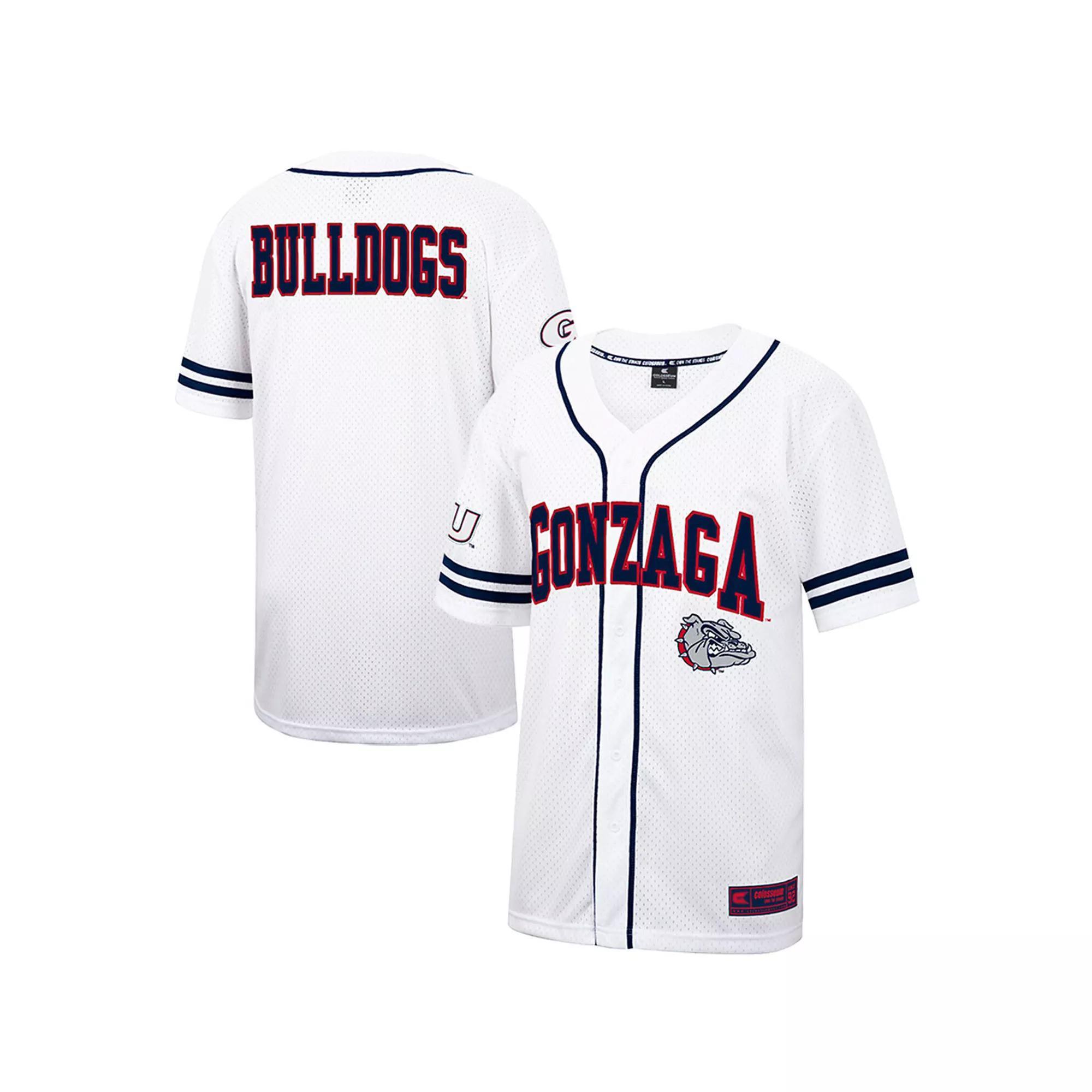 Men's Colosseum White Gonzaga Bulldogs Free Spirited Mesh Button-Up Baseball Jersey,  Product Image