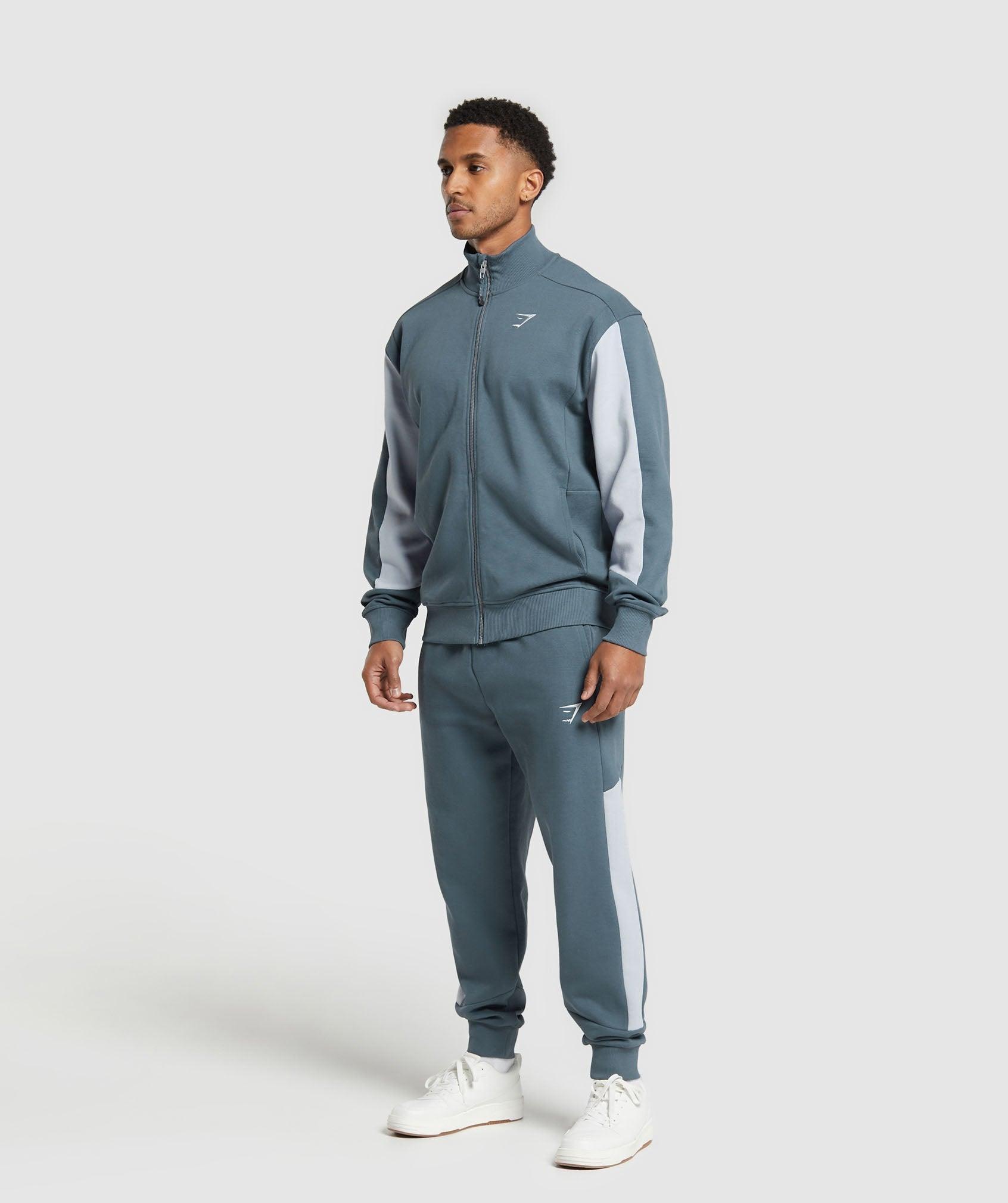 Gymshark Pique Track Jacket - Titanium Blue/Fresh Blue Male Product Image