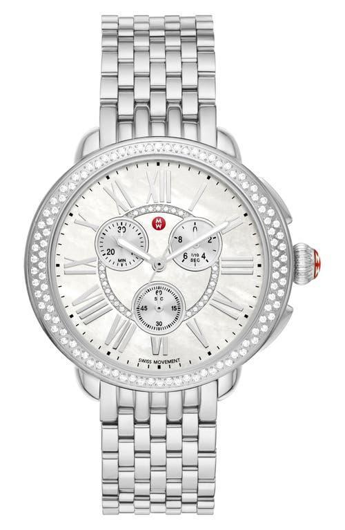 Womens Serein Stainless Steel, Mother-Of-Pearl & 0.62 TCW Diamond Chronograph Watch/38MM x 40MM Product Image