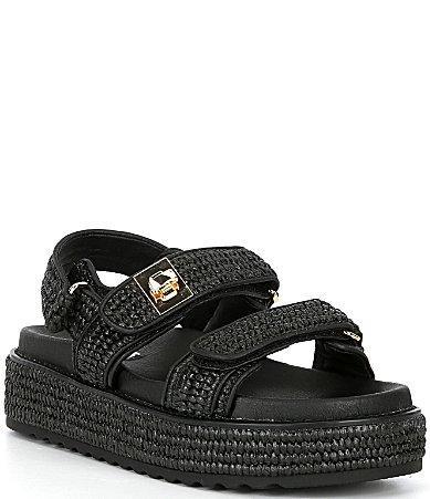 Steve Madden Big Mona Raffia Buckle Detail Platform Sandals Product Image