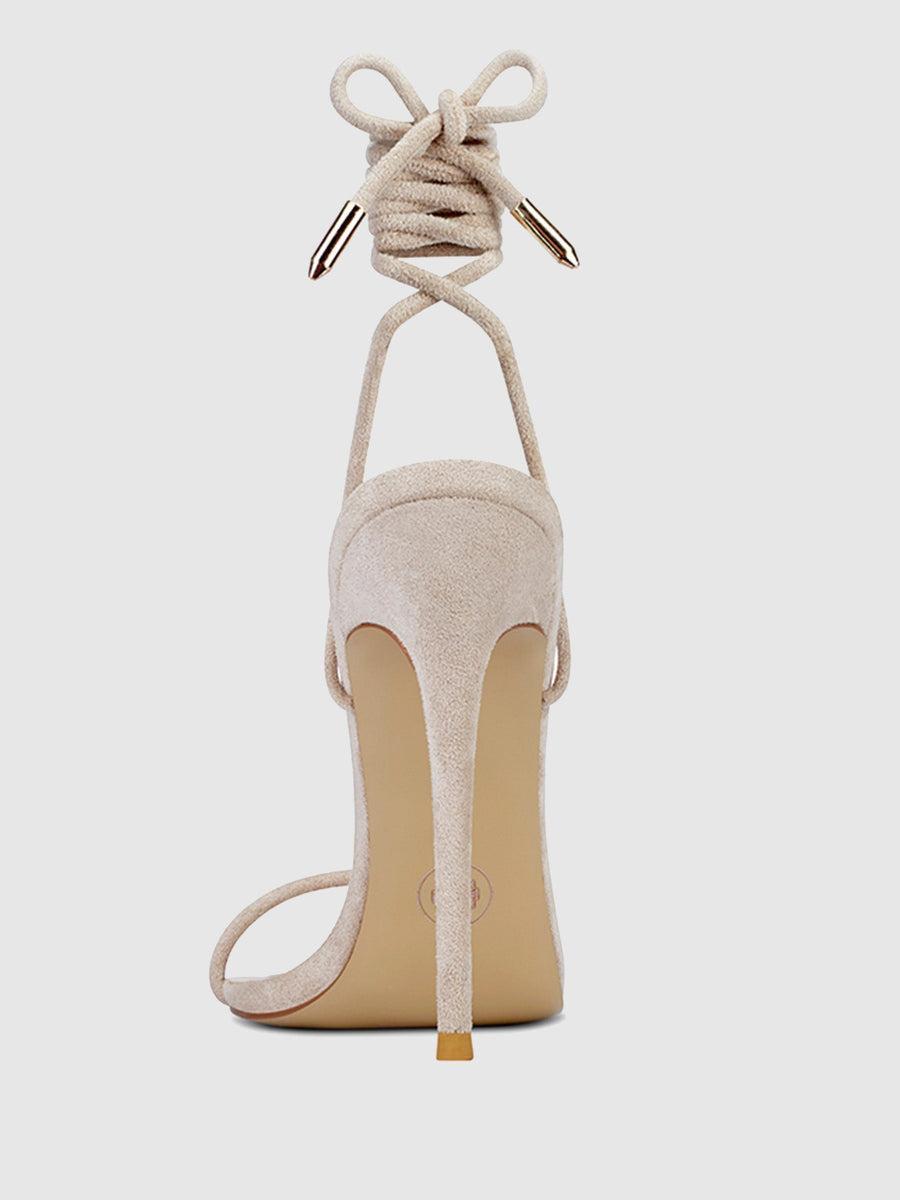 Barely There Lace Up Heel - Nude Product Image