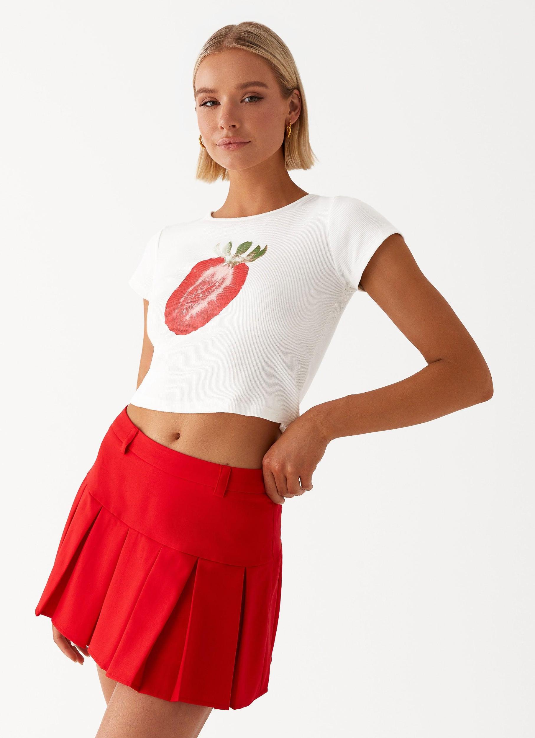 Lovers Low Rise Pleated Mini Skirt - Red Product Image