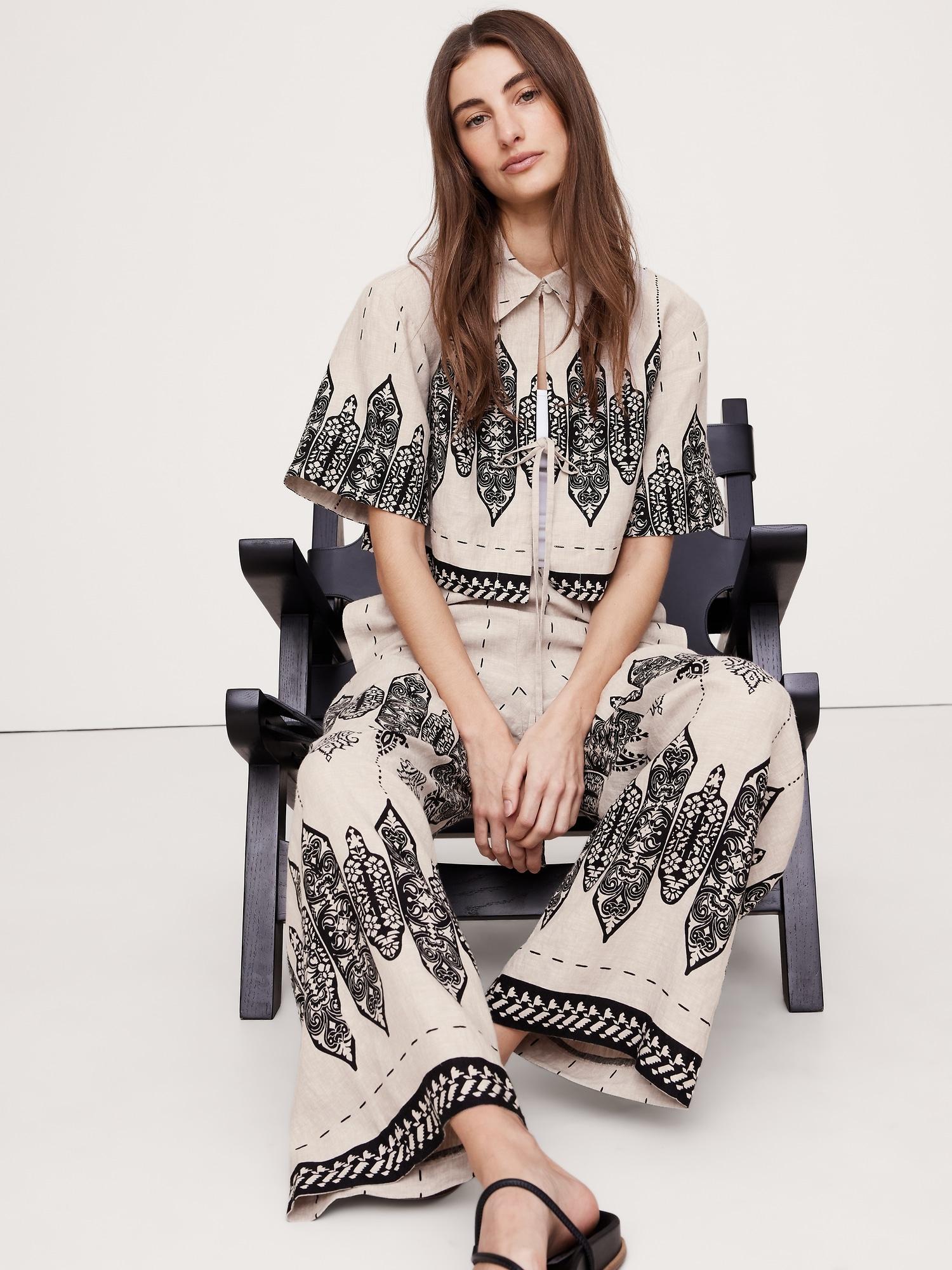 Pull-On Wide-Leg Linen Pant Product Image