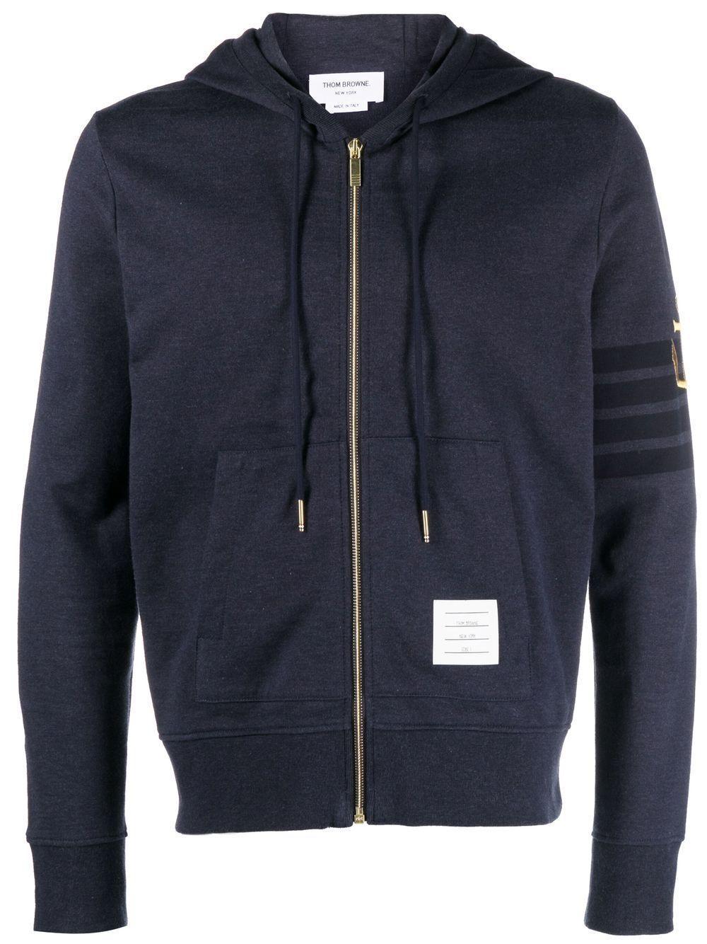 THOM BROWNE Anchor Zip-up Hoodie In Blue Product Image