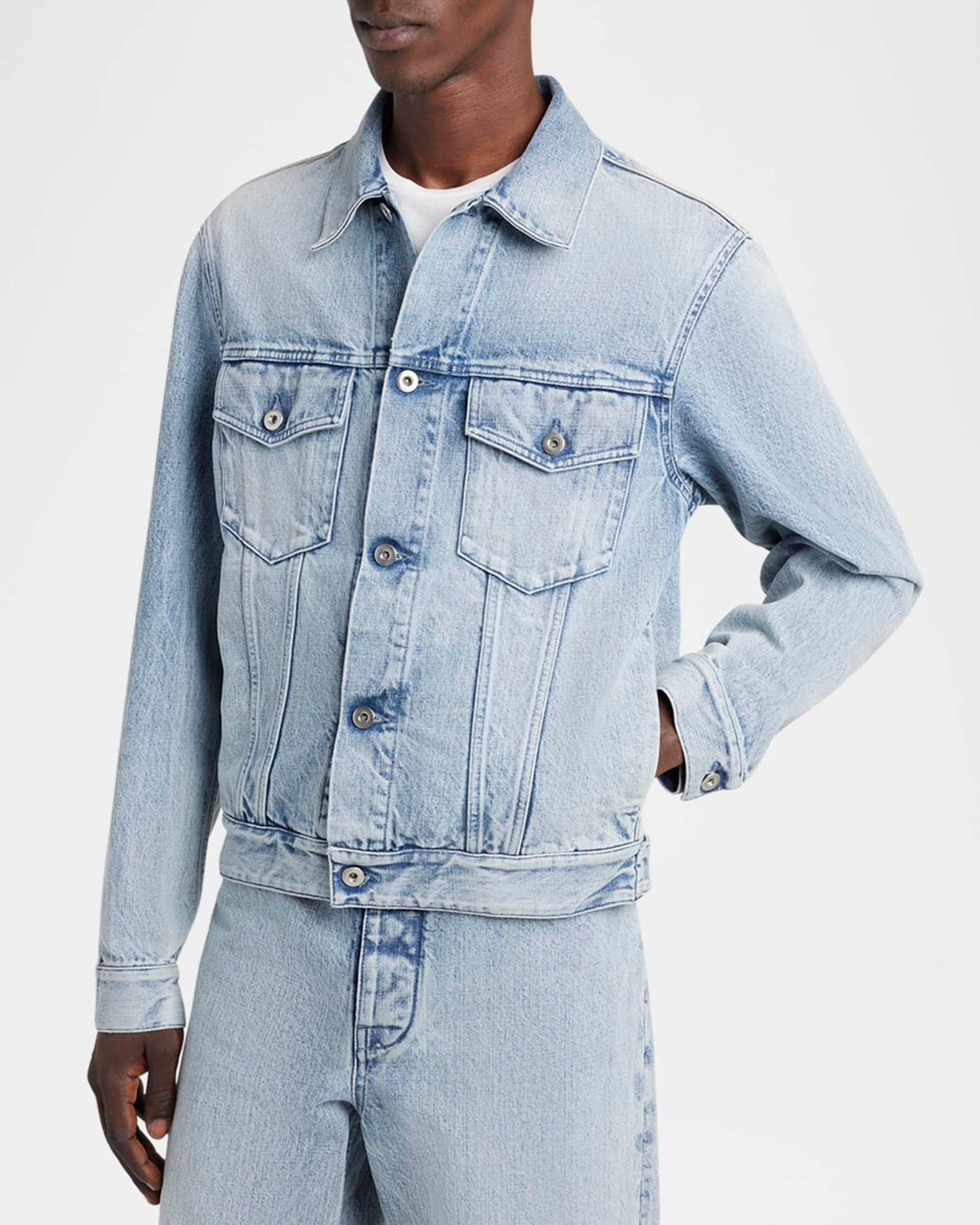 Men's Acid-Wash Denim Jacket Product Image
