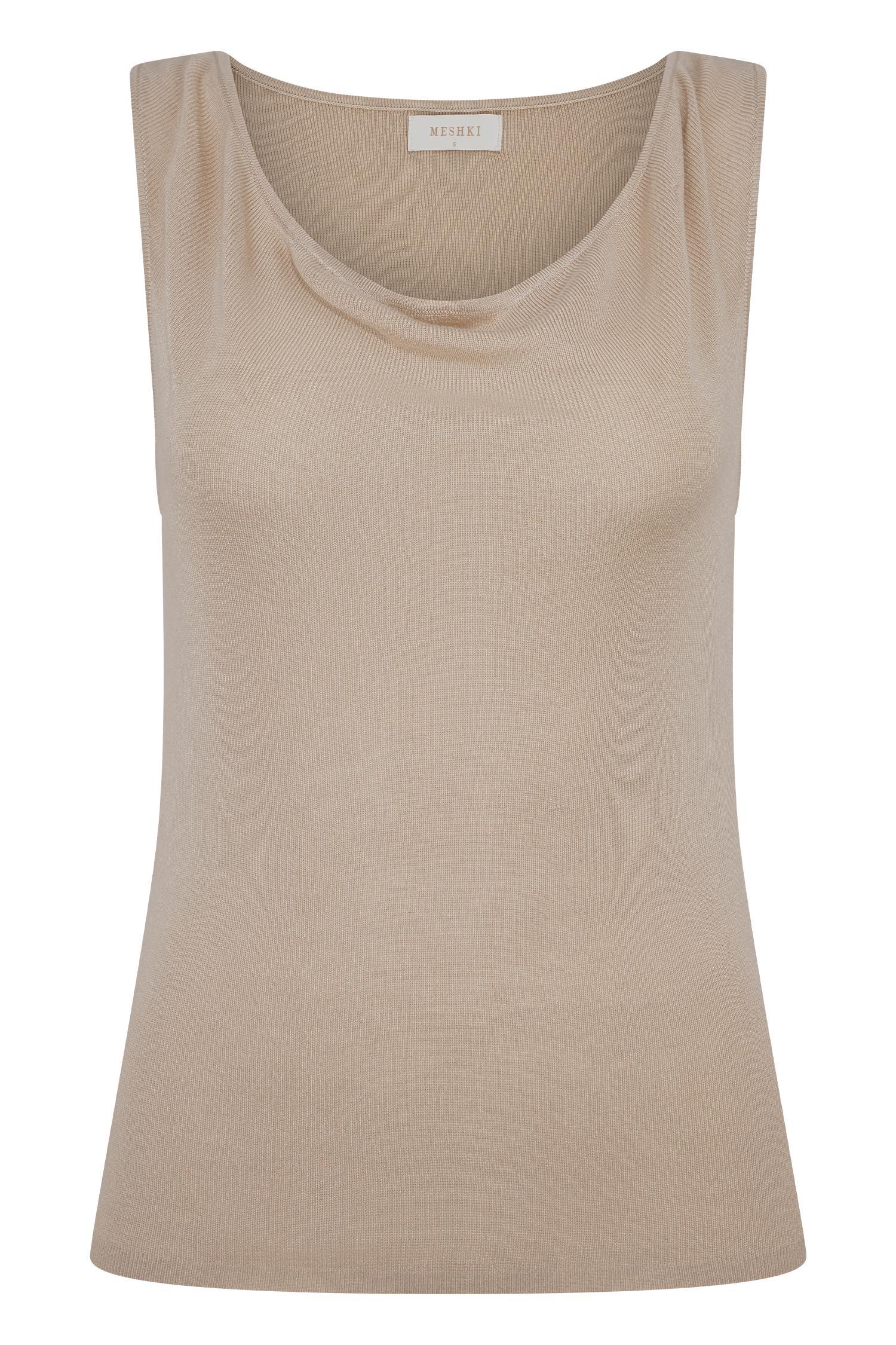 Brenda Draped Front Knit Top - Stone Product Image