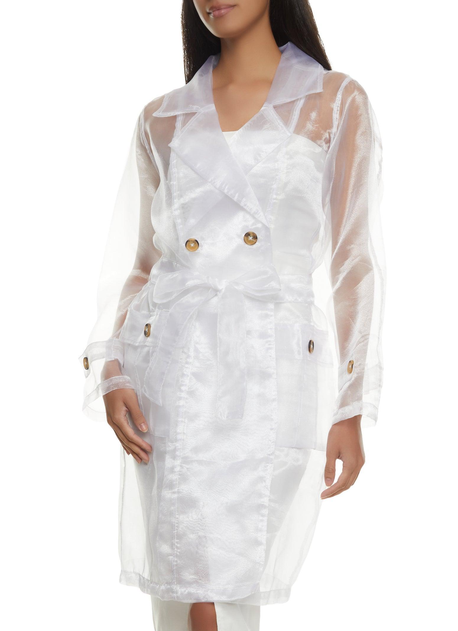 Womens Sheer Organza Trench Coat Product Image