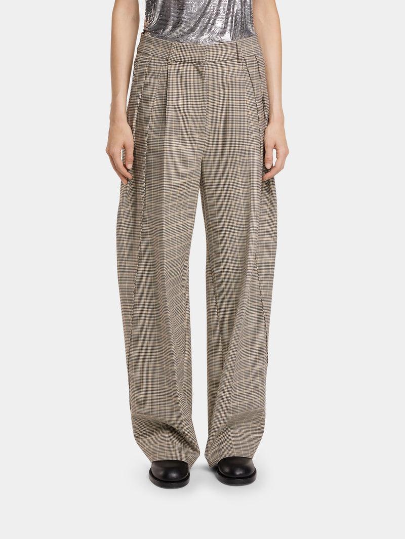 DOUBLE-PLEATED PANTS IN PRINCE OF WALES WOOL Product Image