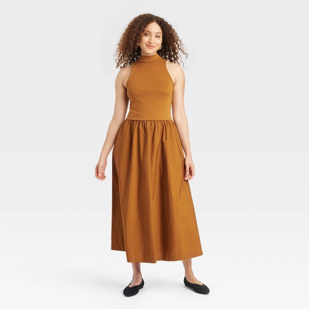 Women's Maxi A-Line Dress - A New Day™ Brown XS Product Image