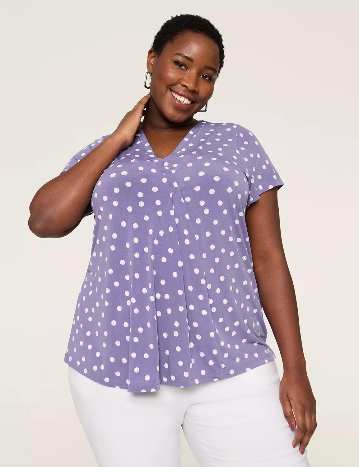 Cap-Sleeve Pleat-Front Top Product Image