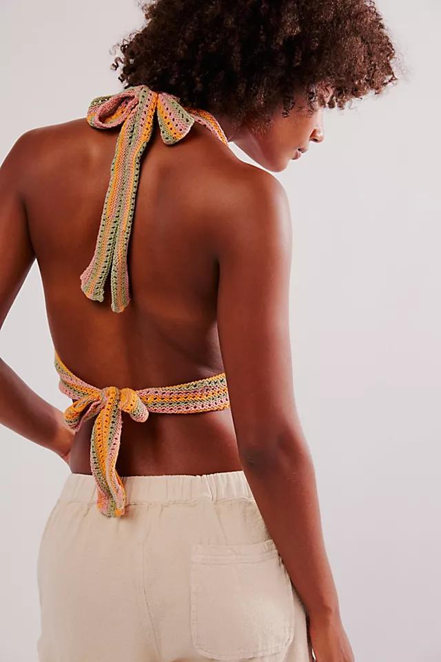 Striped Knit Tie-Back Bra Top Product Image