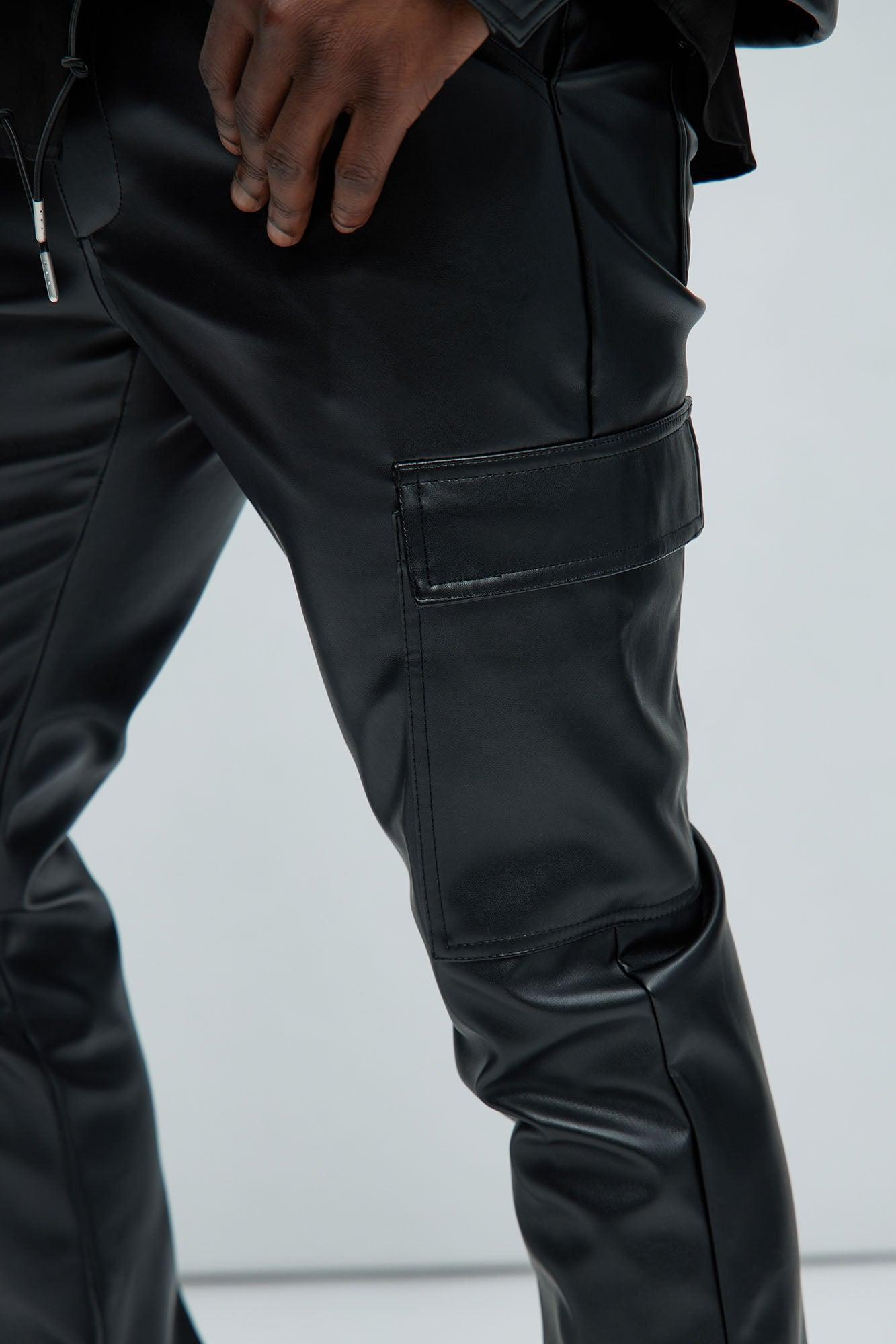 Royce Slim Faux Leather Pants - Black Product Image