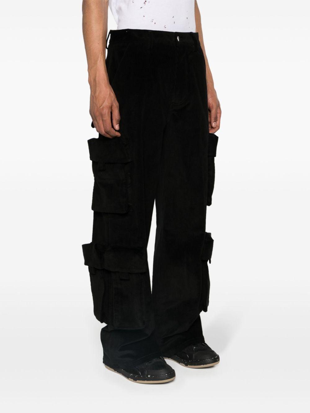 Mid-rise Corduroy Cargo Trousers In Black Product Image