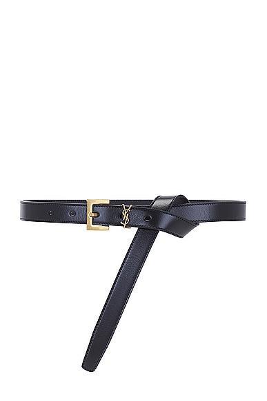 Saint Laurent Skinny Cassandre Long Belt in Black Product Image