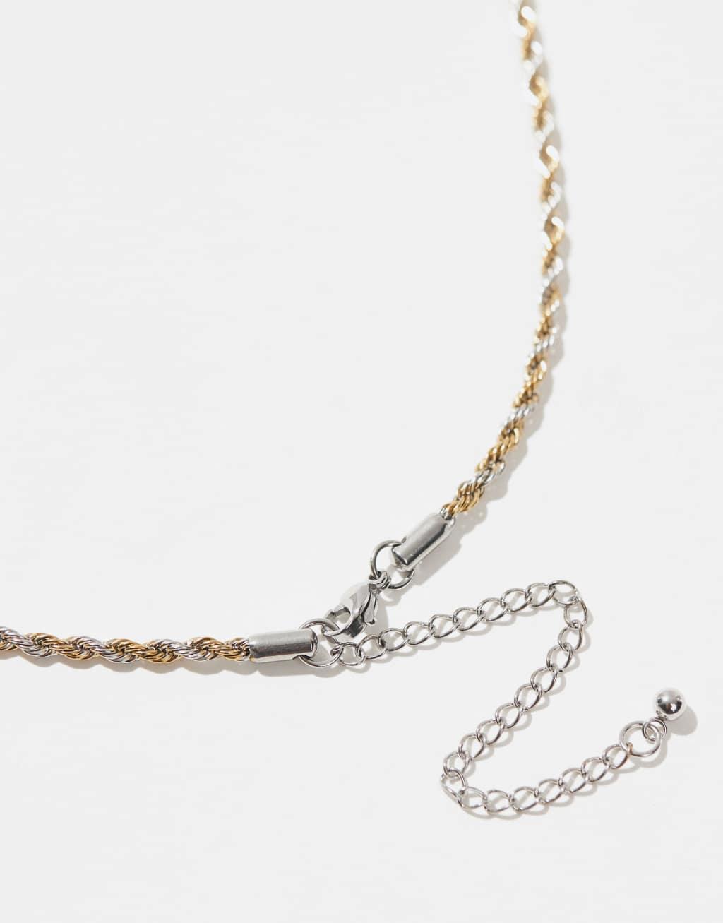 ASOS DESIGN waterproof stainless steel rope chain in gold and silver tone Product Image