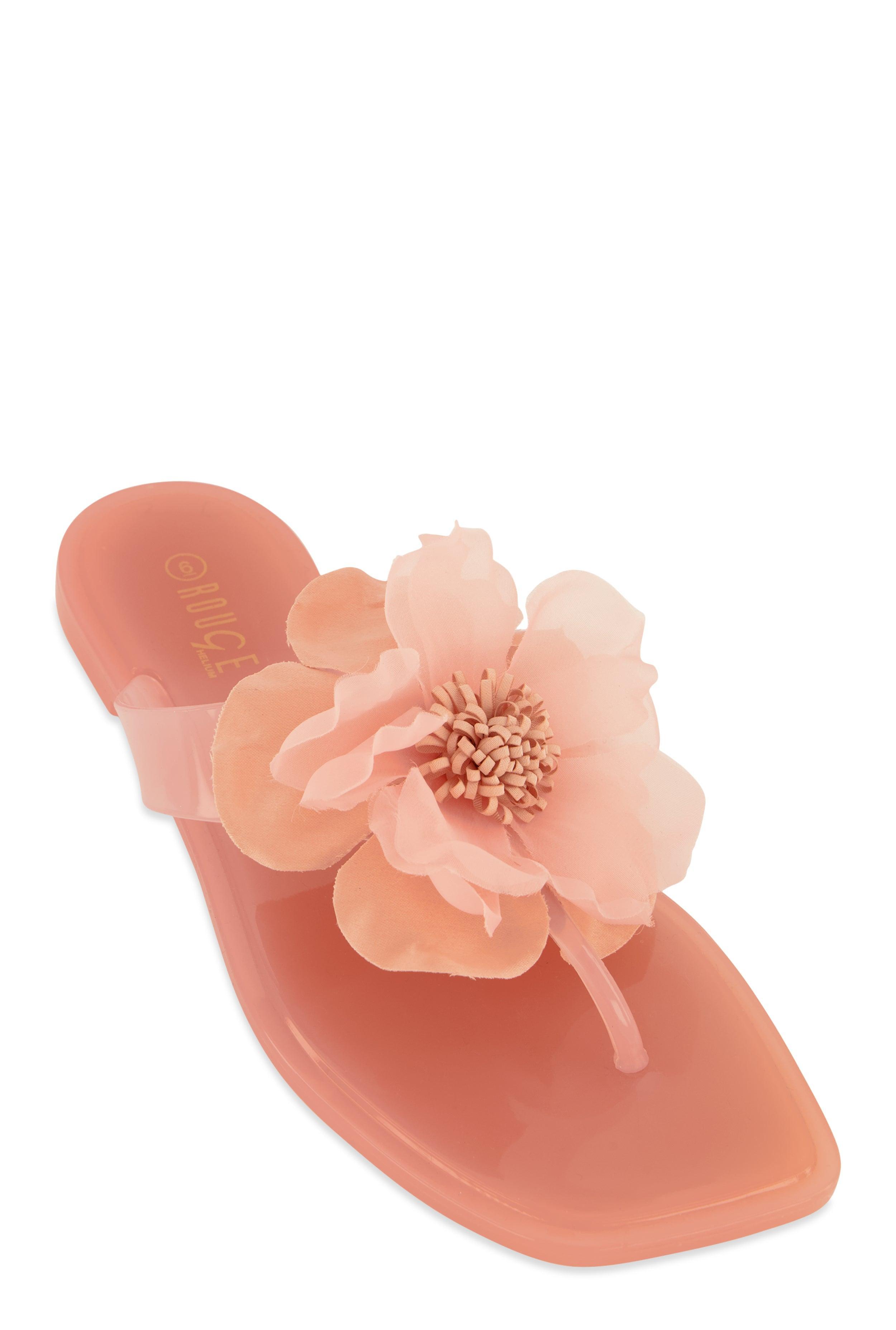 Womens Floral Detail Jelly Thong Sandals Product Image