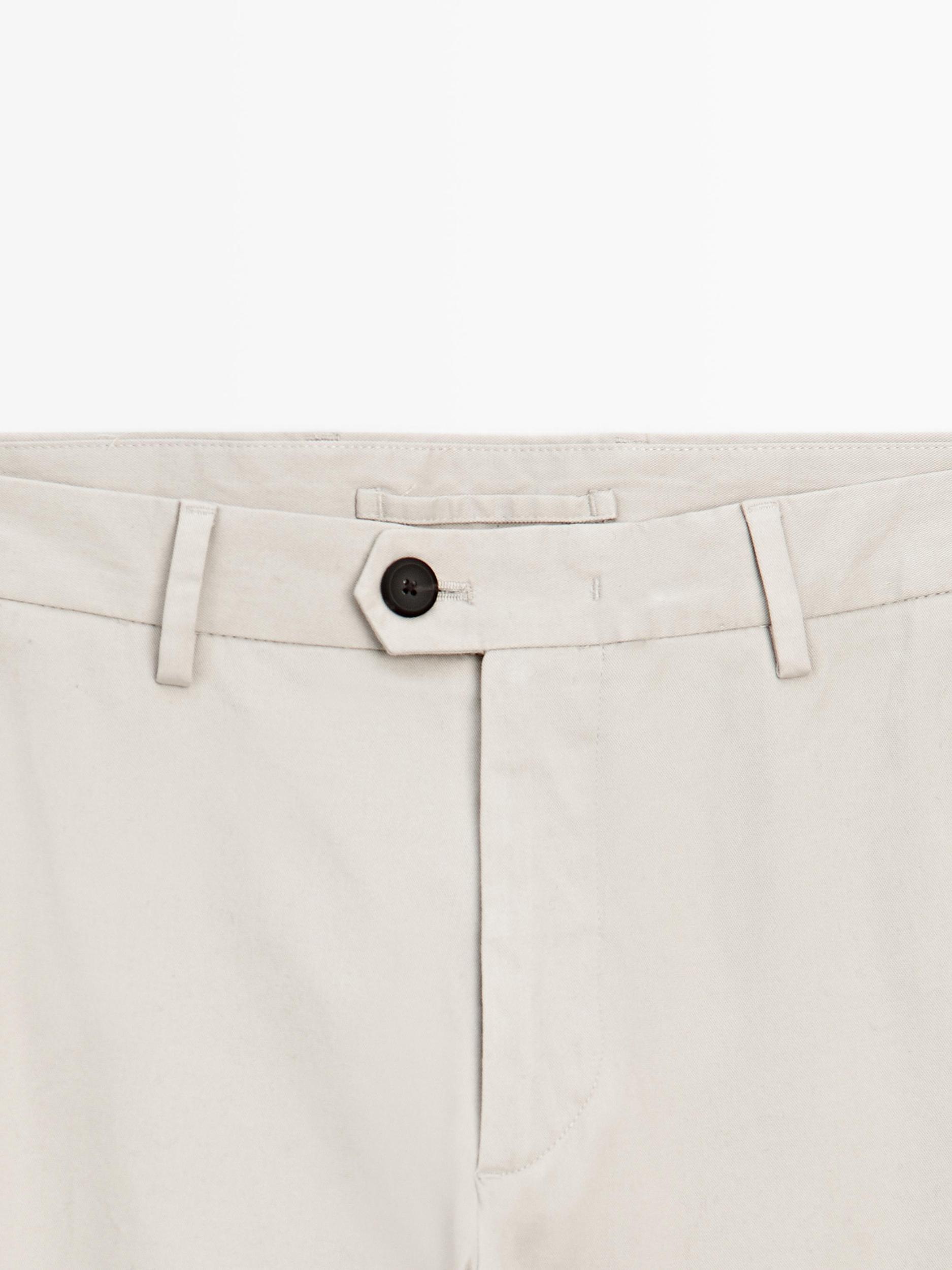 Cotton blend slim fit trousers Product Image