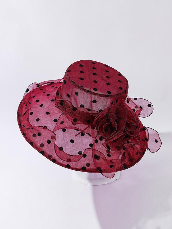 Flower Shape Gauze Polka Dot See-Through Split-Joint Sun Hat Product Image