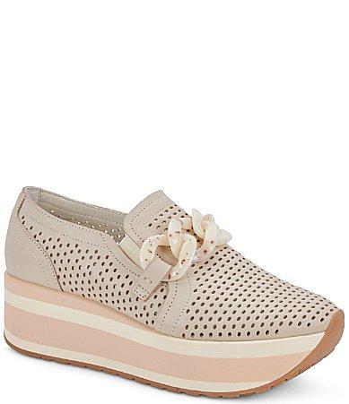 Dolce Vita Jhenee Perforated Suede Chain Detail Platform Loafers Product Image