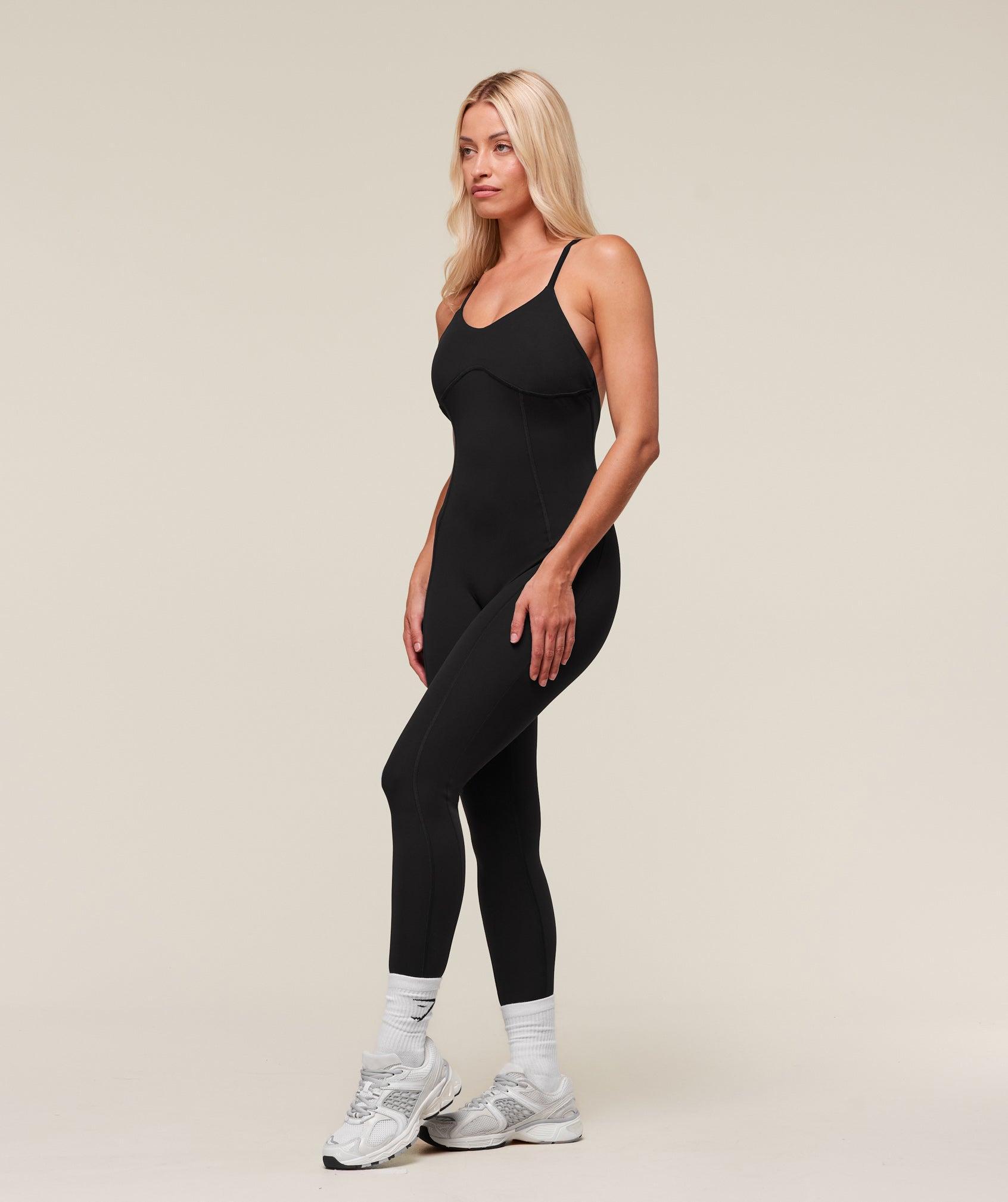Gymshark Strappy All in one Full length - Black/White Female Product Image