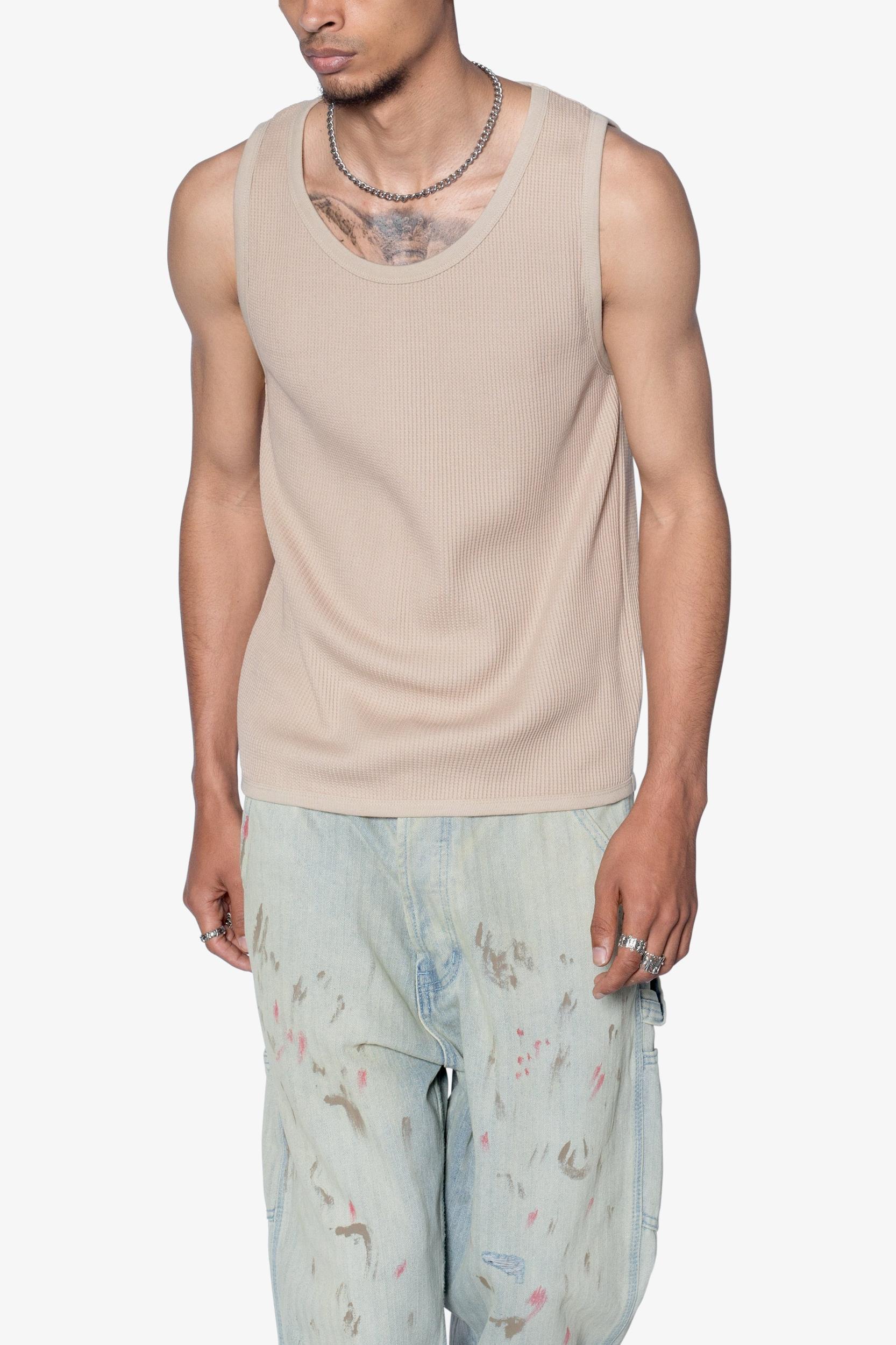 Waffle Knit Tank - Khaki Product Image