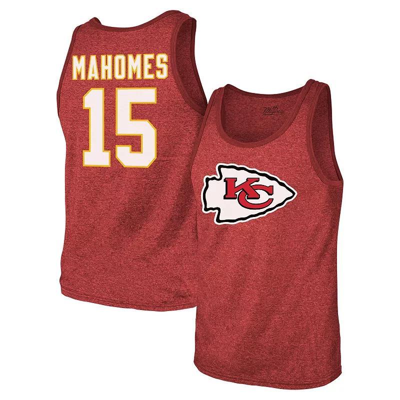 Mens Majestic Threads Patrick Mahomes Kansas City Chiefs Tri-Blend Player Name & Number Tank Top Product Image