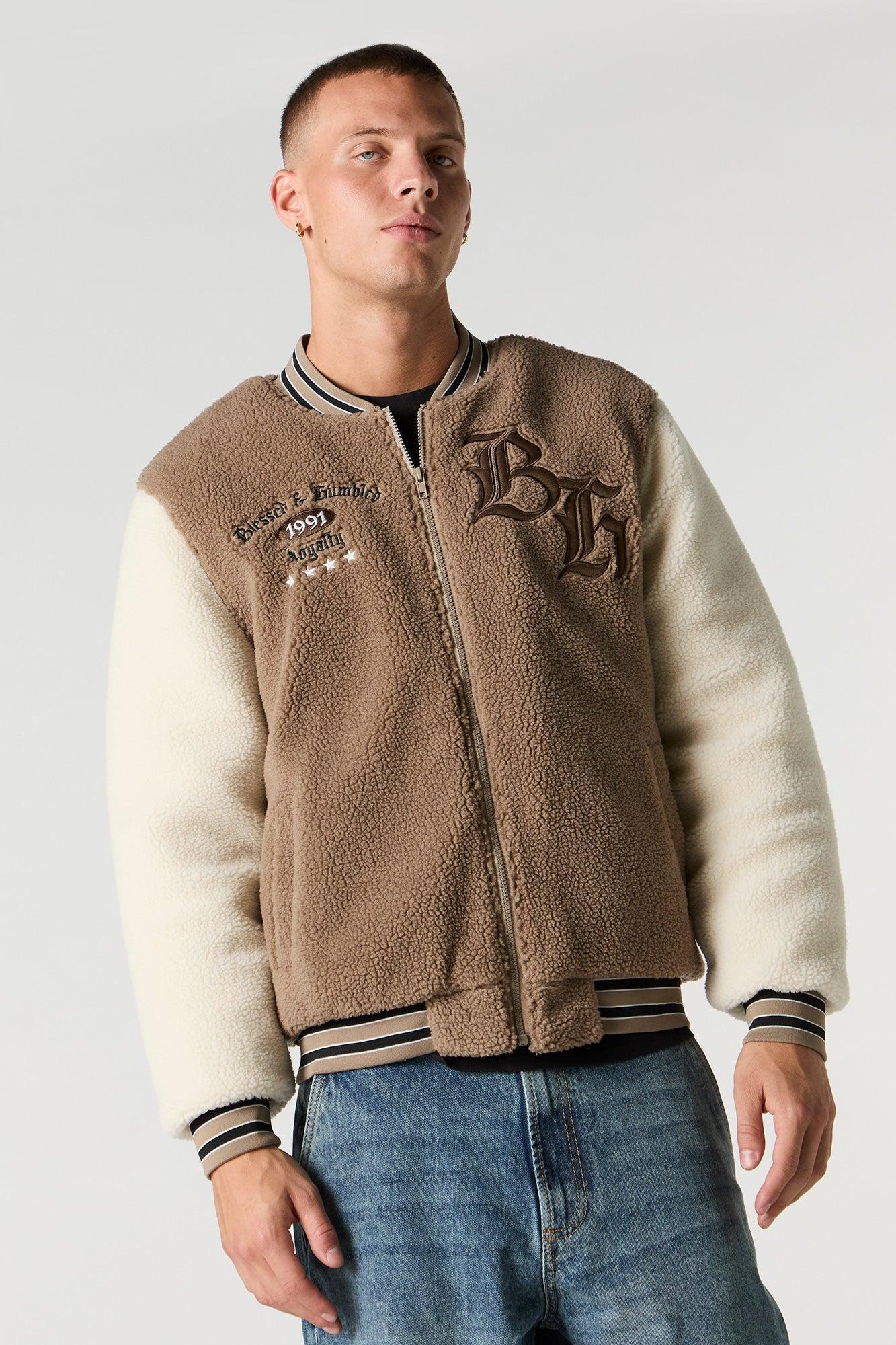 Sherpa Embroidered Varsity Jacket Male Product Image