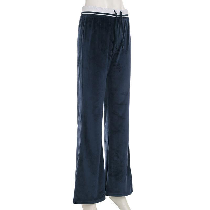 Low Waist Two Tone Wide Leg Sweatpants Product Image