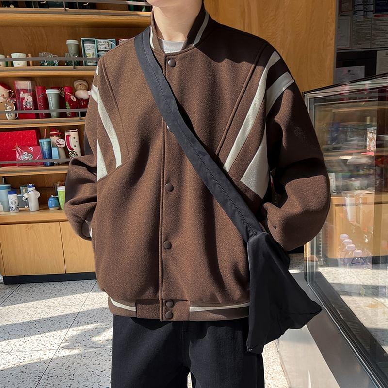 Long-Sleeve Striped Baseball Jacket Product Image