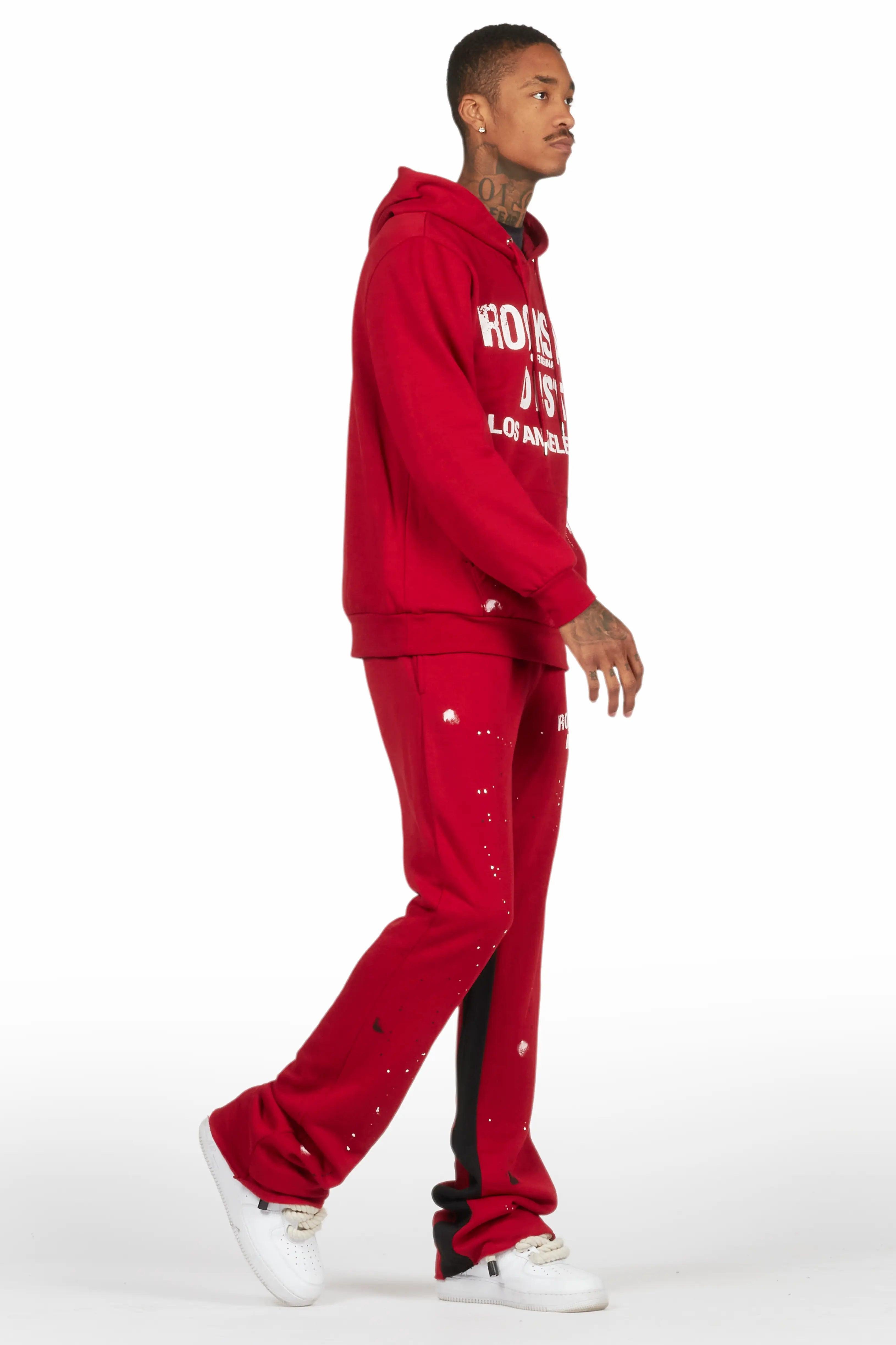 Scottie Burgundy Hoodie/Baggy Track Pant Set Male Product Image