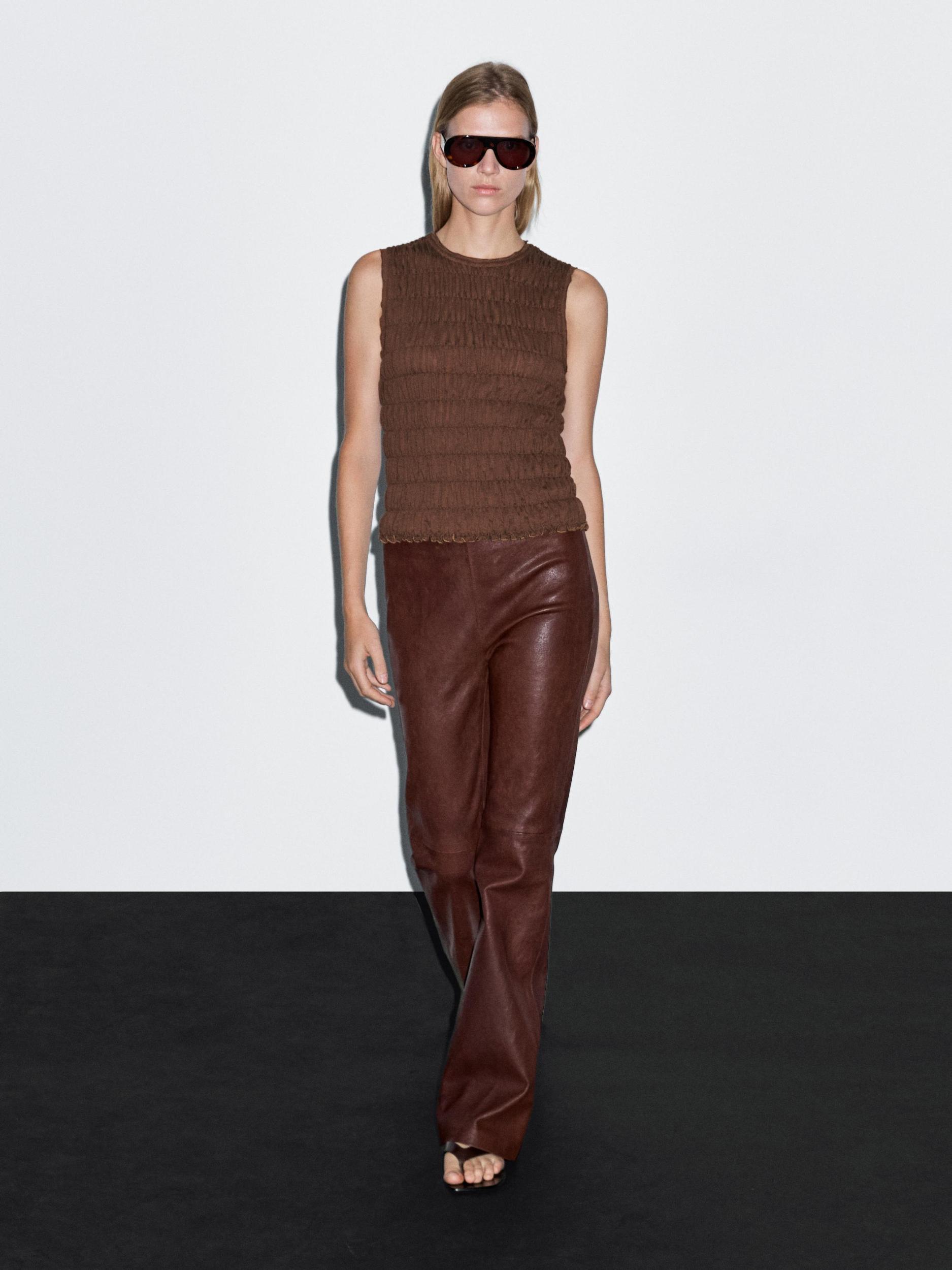 Gathered cotton blend top Product Image