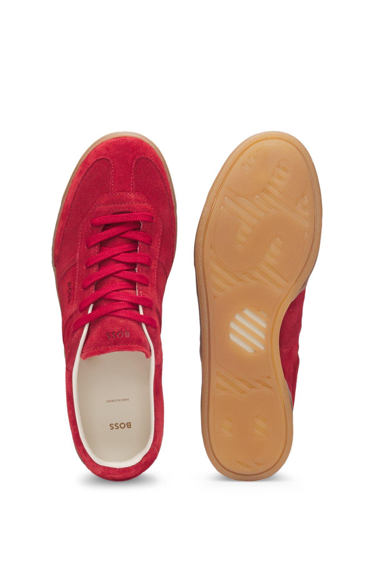 Suede lace-up trainers with logo detail Product Image