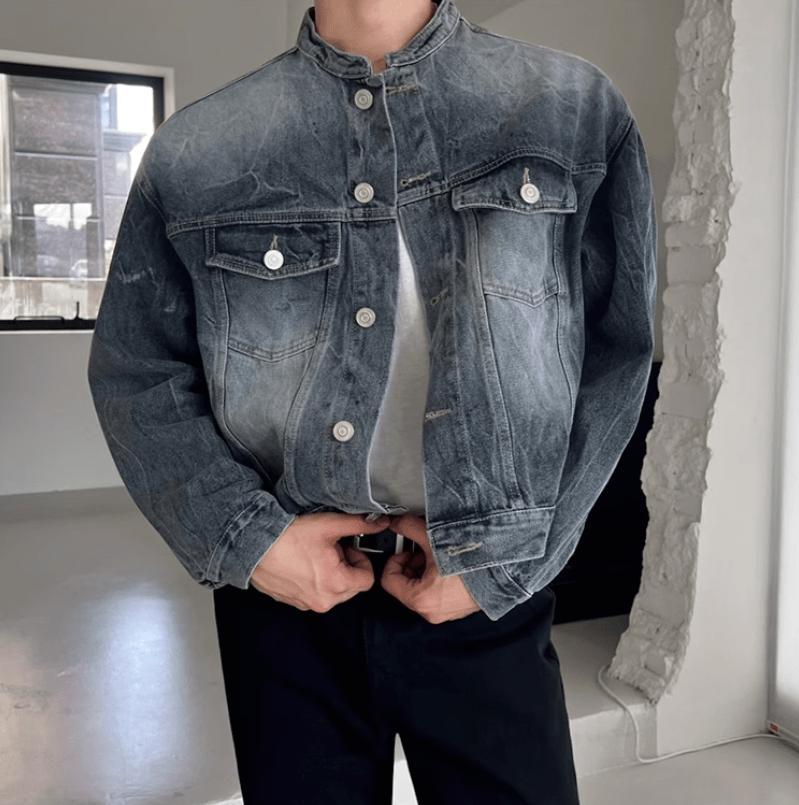 RT No. 12489 STAND COLLAR DENIM JK Product Image