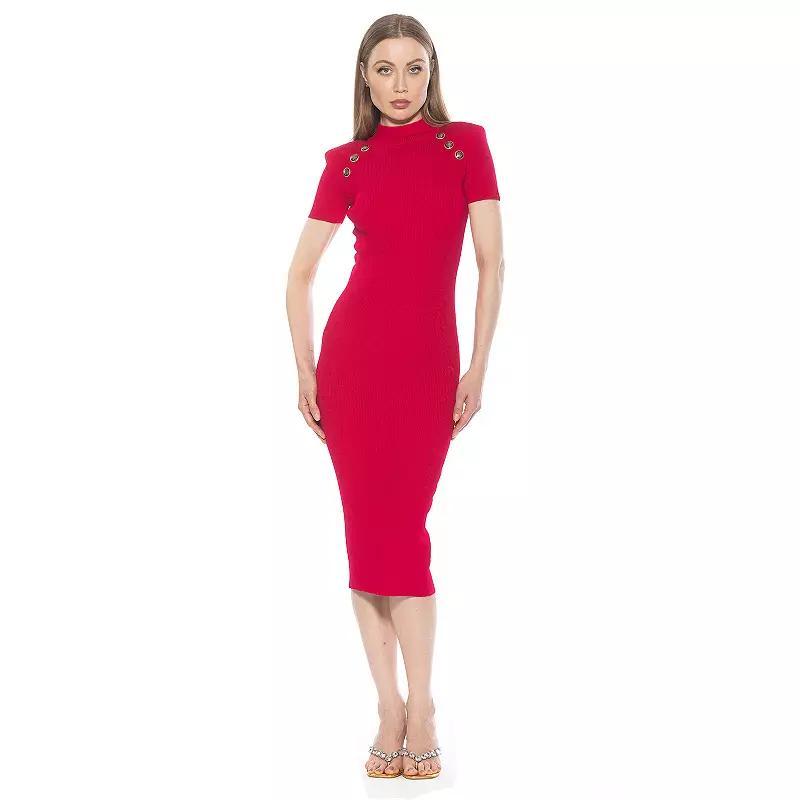 Womens ALEXIA ADMOR Adara Short Sleeve Mock Neck Midi Dress Pink Product Image