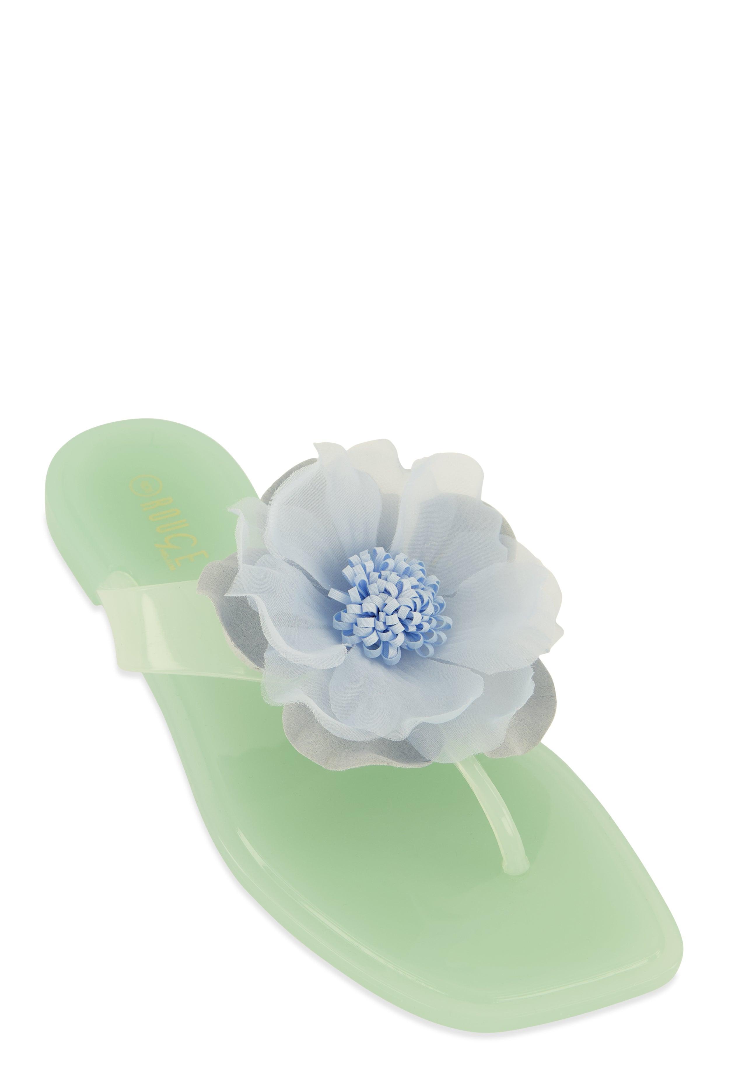 Womens Floral Detail Jelly Thong Sandals Product Image