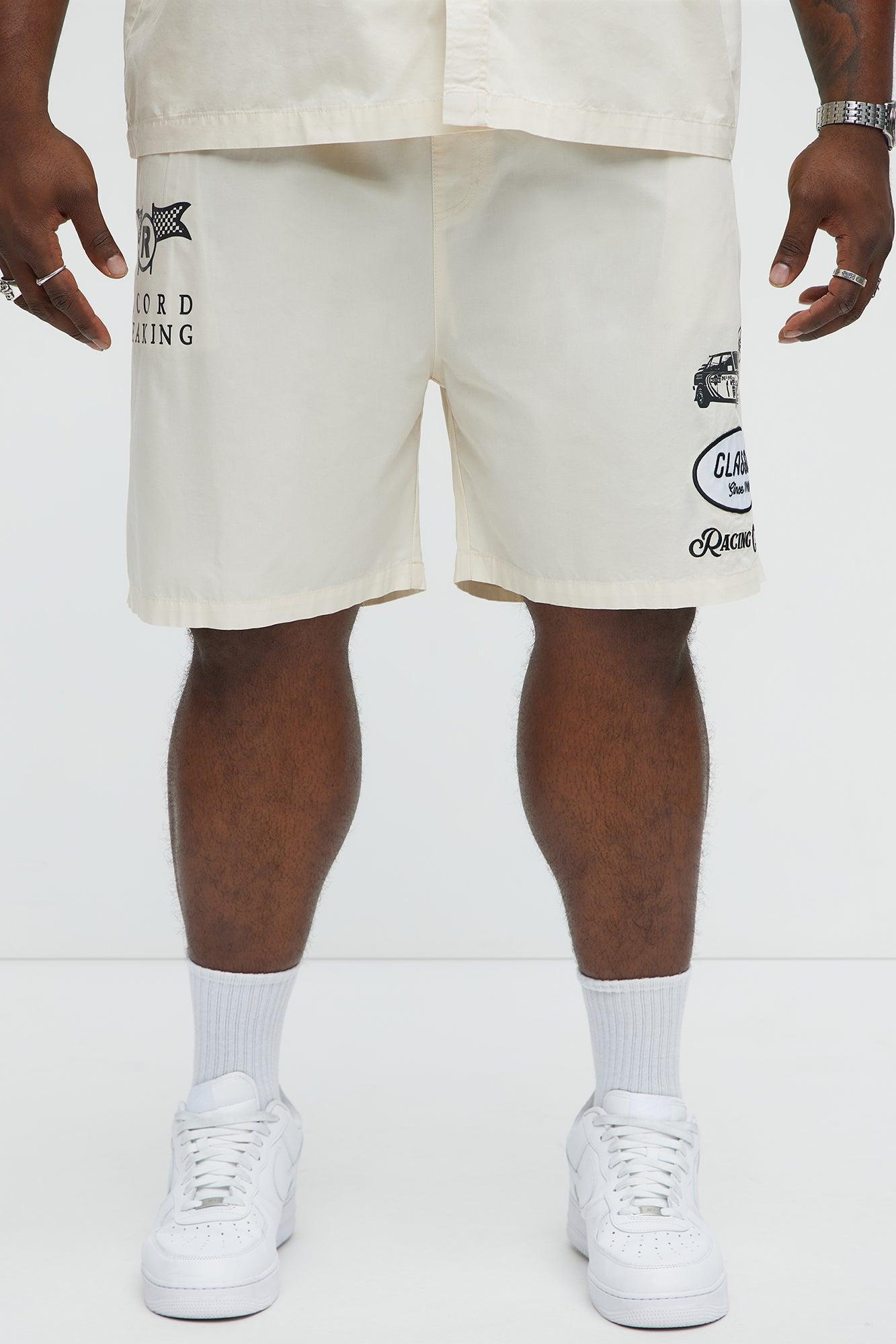 Racing Club Relaxed Drawstring Shorts - Cream Product Image