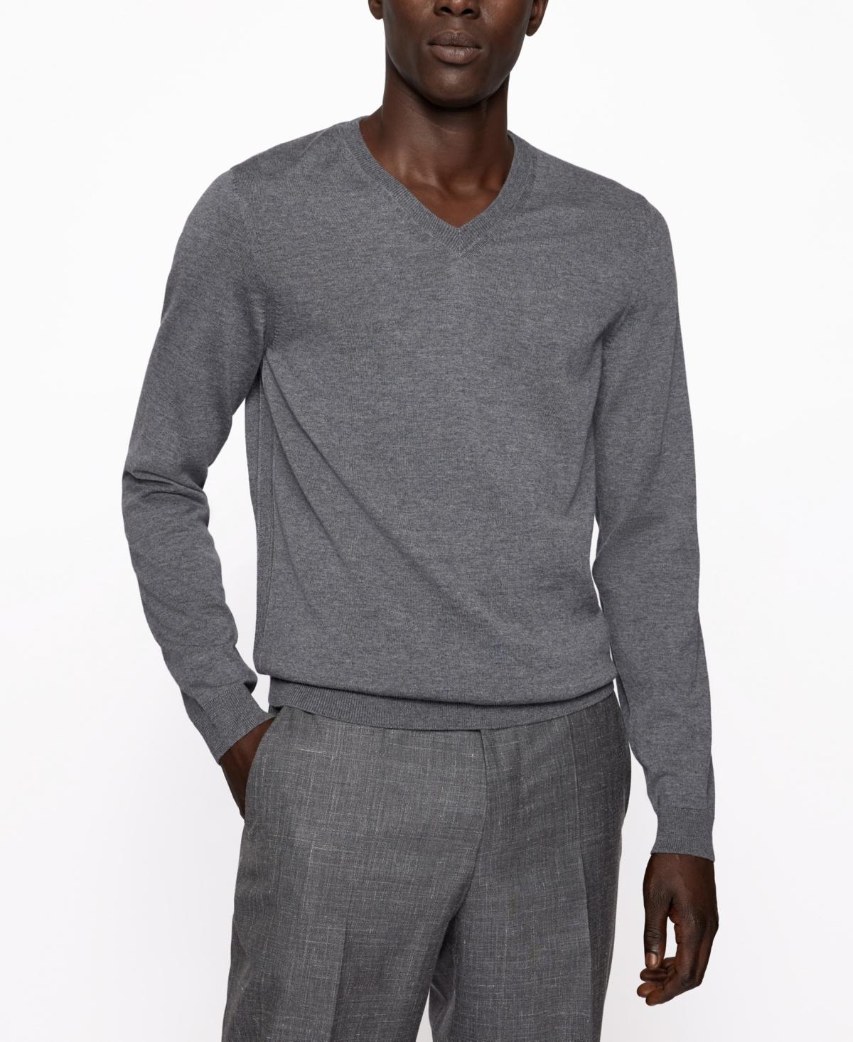 HUGO BOSS Boss Man Sweater Grey Size Xxl Virgin Wool In Medium Gray Product Image