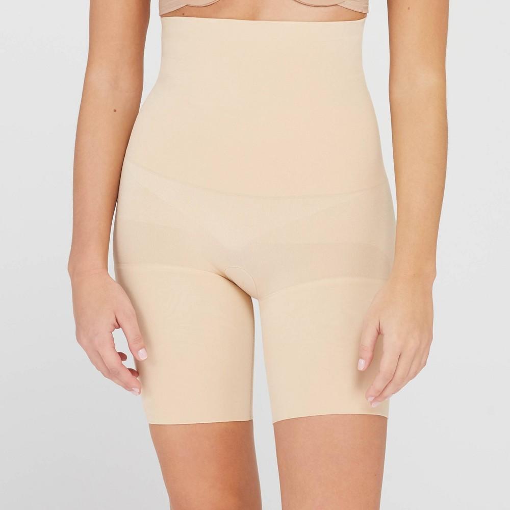 ASSETS by SPANX Womens Remarkable Results High-Waist Mid-Thigh Shaper - Light Beige 1X Product Image