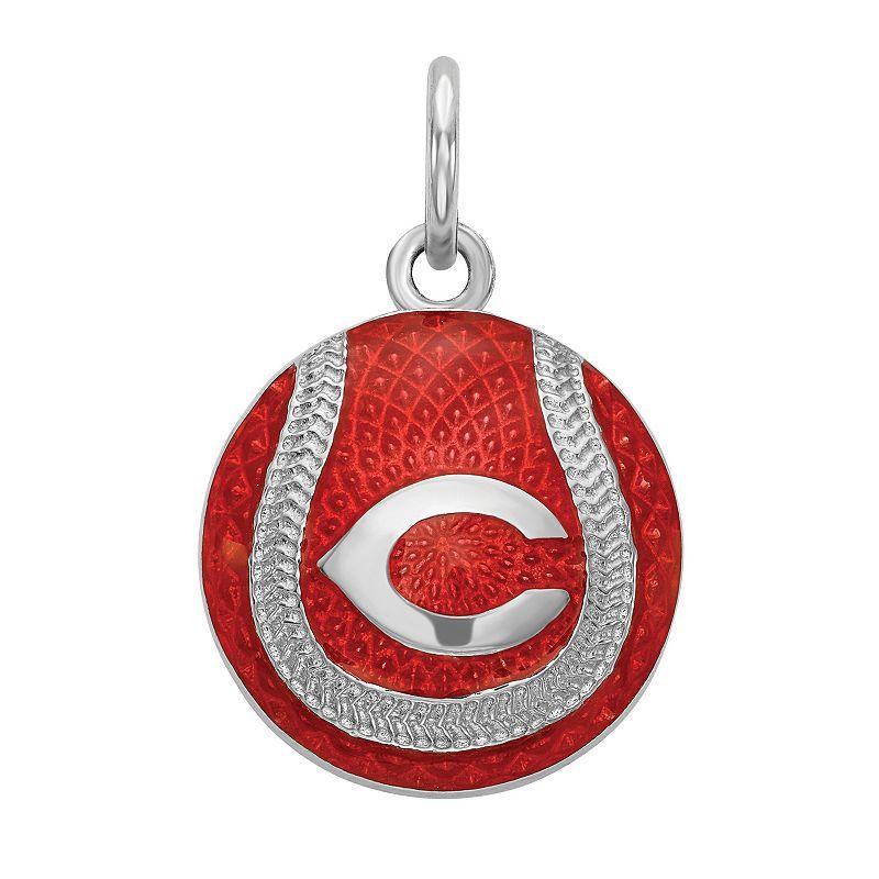 Sterling Silver LogoArt Cincinnati Reds Enameled Baseball Charm, Womens Product Image