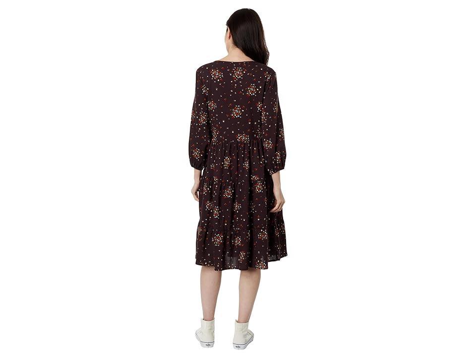 Toad&Co Manzana Tiered Long Sleeve Dress (Carob Floral Print) Women's Dress Product Image