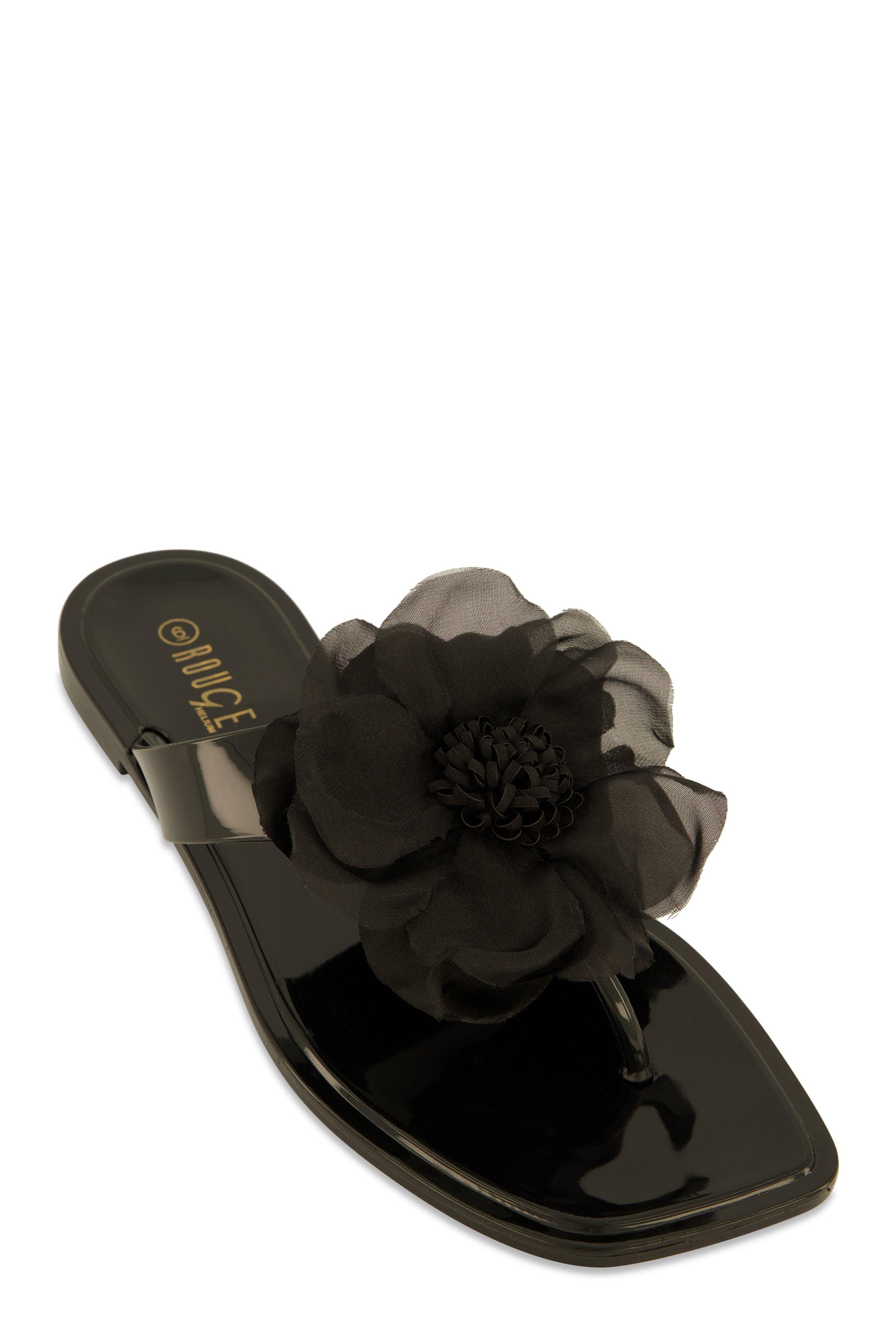 Womens Floral Detail Jelly Thong Sandals Product Image