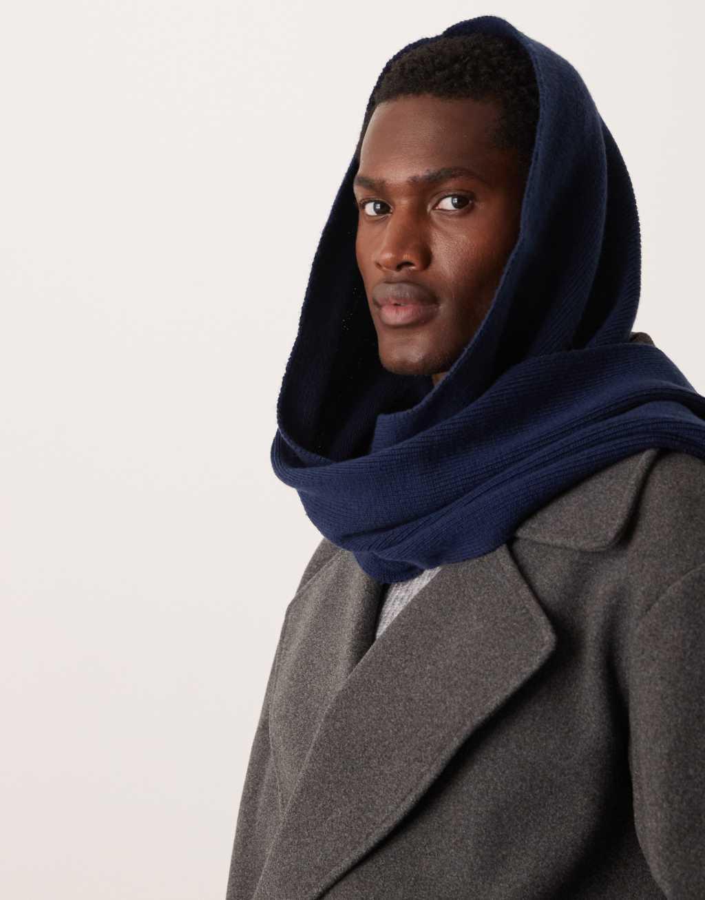 ASOS DESIGN knitted scarf in navy Product Image