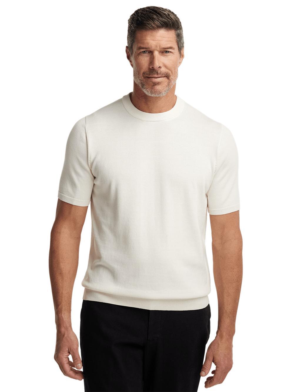 Supima Cotton Crew Neck Sweater - Off White Product Image