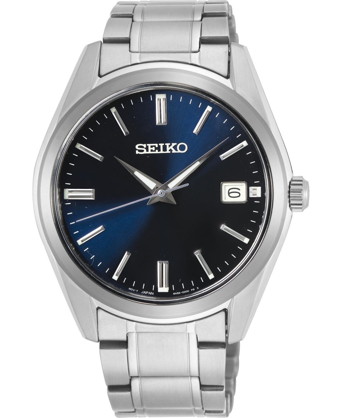 Seiko Mens Essential Quartz Analog Black Dial Stainless Steel Bracelet Watch Product Image